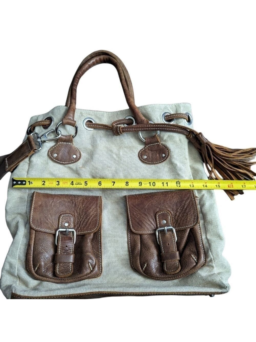 HP Roots Canvas & Leather Drawstring Bag - Picture 9 of 16